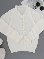 Charlotte Elegant Ruffled V-Neck Knit Sweater