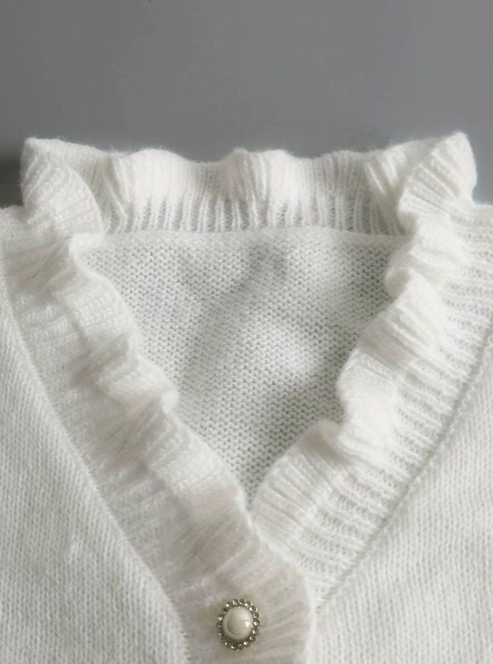 Charlotte Elegant Ruffled V-Neck Knit Sweater