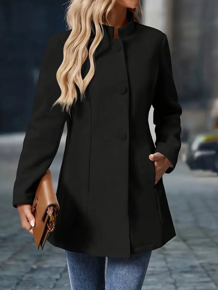 Marie Stand Collar Fitted Blazer Coat