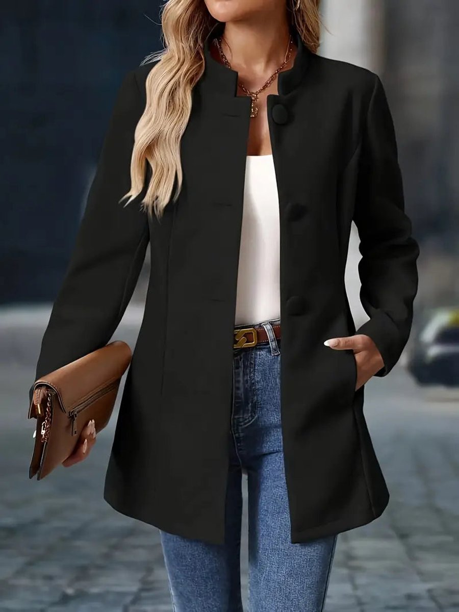 Marie Stand Collar Fitted Blazer Coat