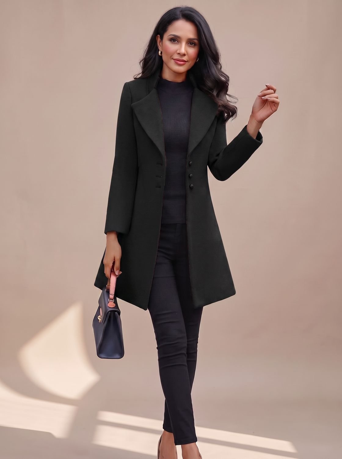 Hannah Tailored Trench Coat with Lapel Collar