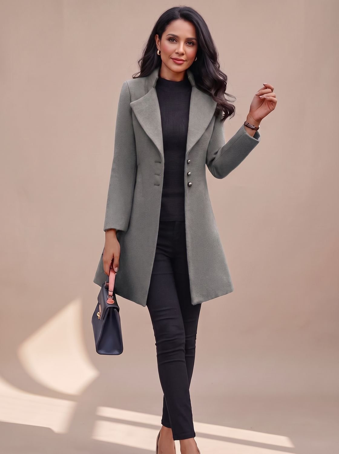 Hannah Tailored Trench Coat with Lapel Collar