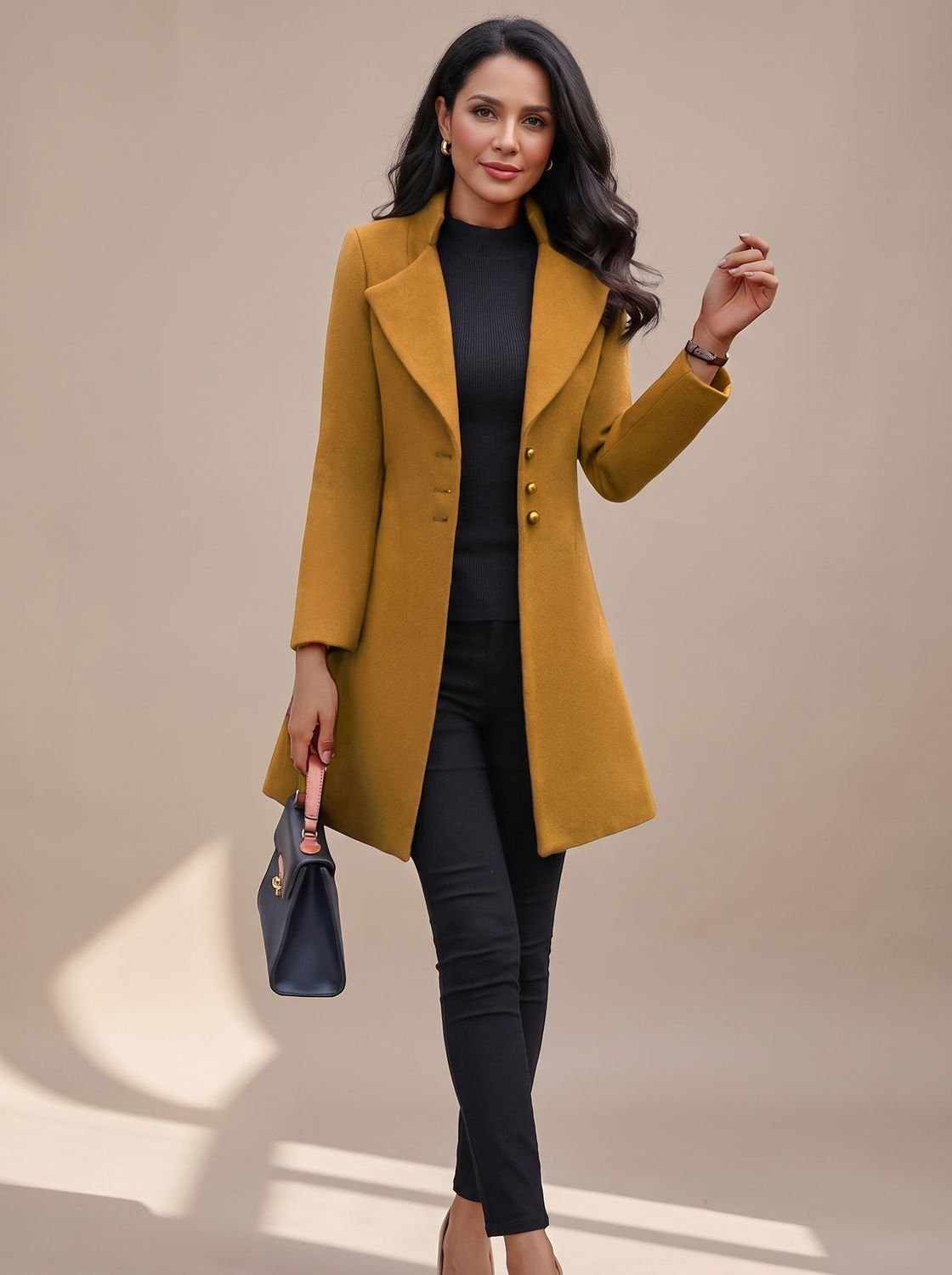 Hannah Tailored Trench Coat with Lapel Collar