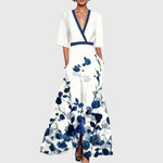 Elisabeth Floral Wrap Maxi Dress with 3/4 Sleeves