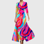 Elisabeth Floral Wrap Maxi Dress with 3/4 Sleeves