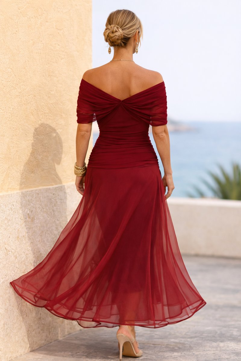 Clara Chiffon V-Neck Maxi Cocktail Dress