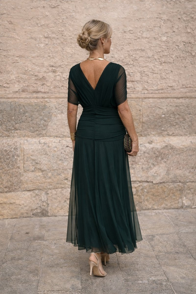 Clara Chiffon V-Neck Maxi Cocktail Dress