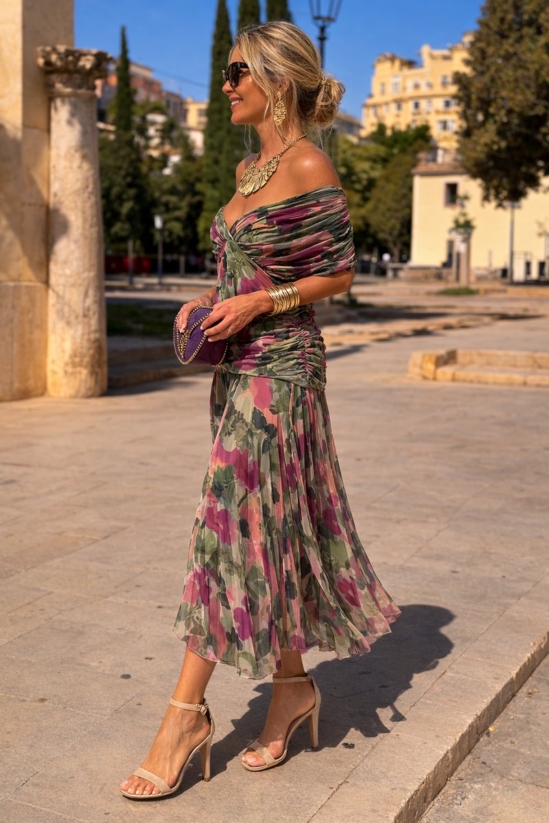 Clara Chiffon V-Neck Maxi Cocktail Dress