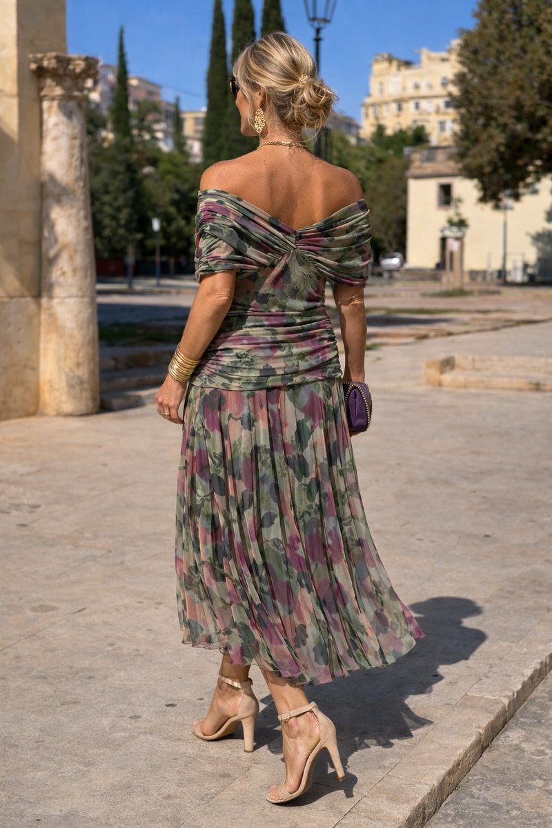 Clara Chiffon V-Neck Maxi Cocktail Dress