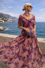 Clara Chiffon V-Neck Maxi Cocktail Dress