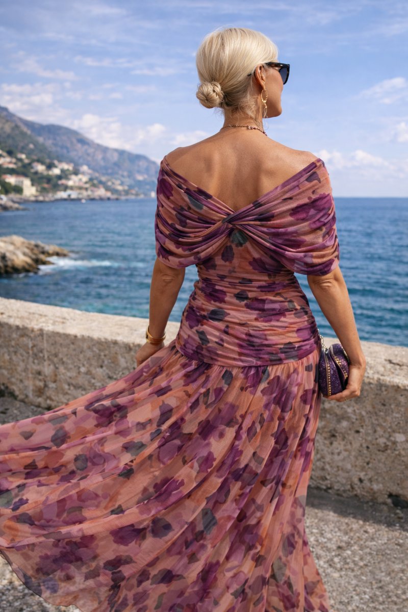Clara Chiffon V-Neck Maxi Cocktail Dress