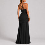 Johanna Ruched Maxi Evening Dress with Square Neckline