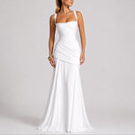 Johanna Ruched Maxi Evening Dress with Square Neckline