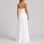 Johanna Ruched Maxi Evening Dress with Square Neckline