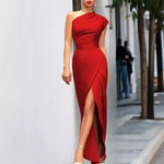 Annika One-Shoulder Maxi Dress with High Slit
