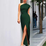 Annika One-Shoulder Maxi Dress with High Slit