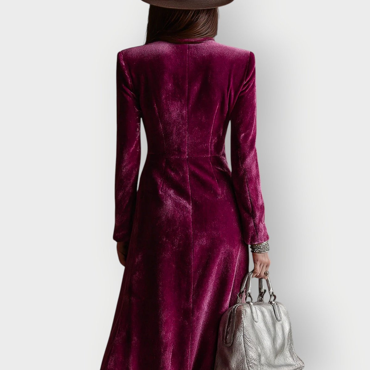 Leonie Double-Breasted Velvet Maxi Evening Dress