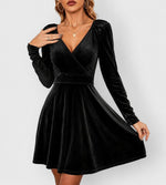 Mia Velvet Skater Dress with V-Neck