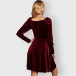 Mia Velvet Skater Dress with V-Neck