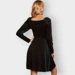 Mia Velvet Skater Dress with V-Neck