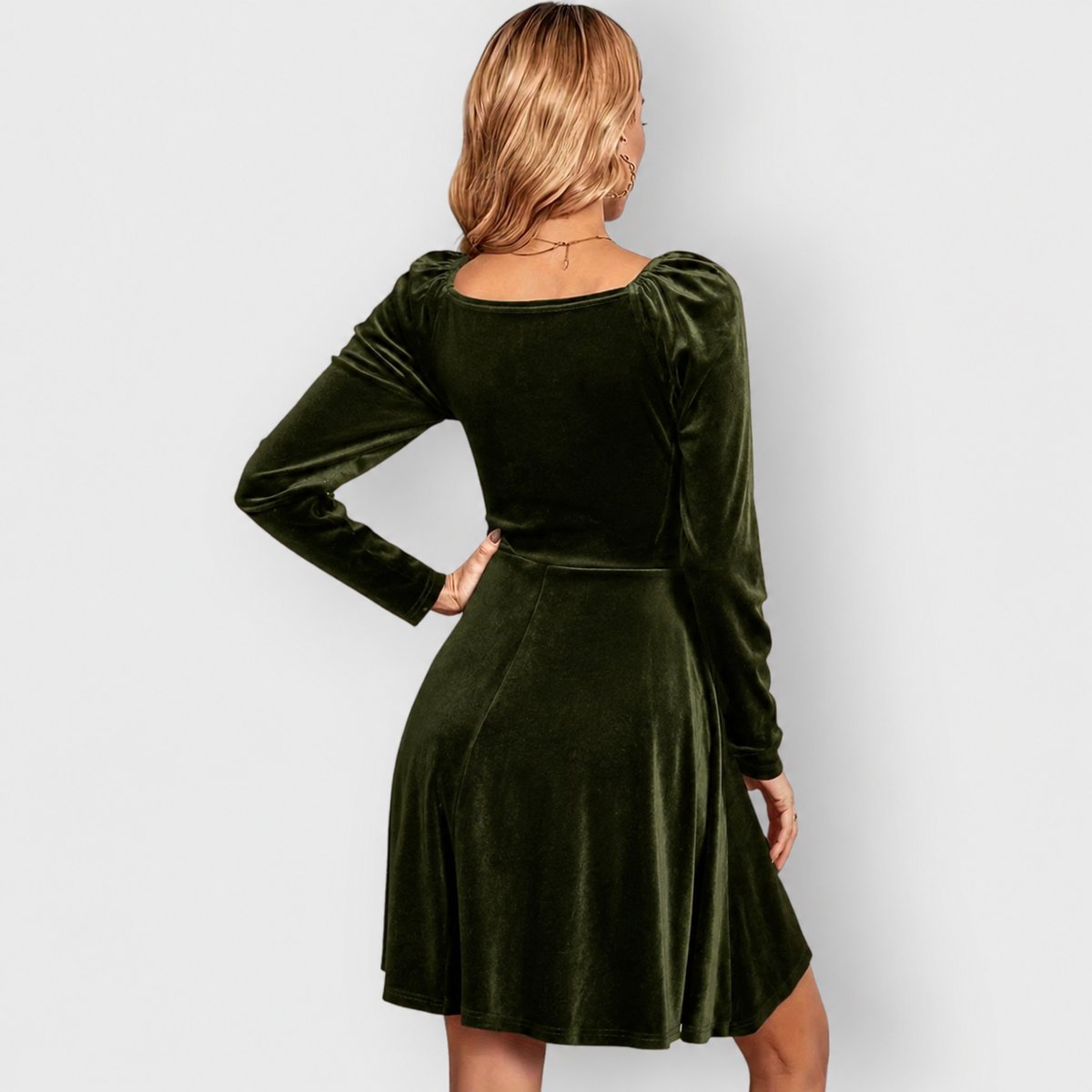 Mia Velvet Skater Dress with V-Neck