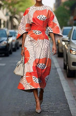 Nora Silk Kimono-Sleeve Belted Midi Dress