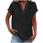 Katharina Relaxed V-Neck Linen-Look Blouse