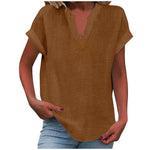 Katharina Relaxed V-Neck Linen-Look Blouse