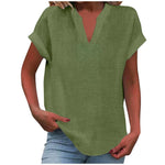 Katharina Relaxed V-Neck Linen-Look Blouse