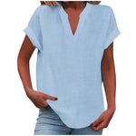 Katharina Relaxed V-Neck Linen-Look Blouse