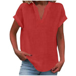 Katharina Relaxed V-Neck Linen-Look Blouse
