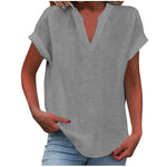 Katharina Relaxed V-Neck Linen-Look Blouse