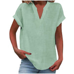 Katharina Relaxed V-Neck Linen-Look Blouse