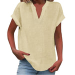 Katharina Relaxed V-Neck Linen-Look Blouse