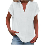 Katharina Relaxed V-Neck Linen-Look Blouse