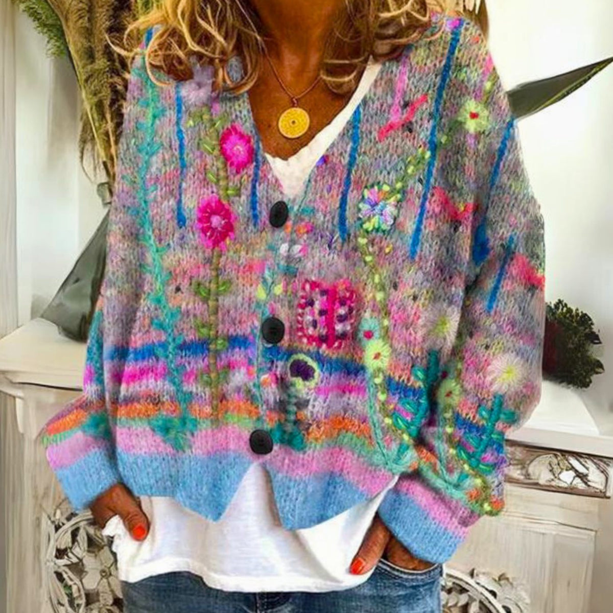 Elisabeth Floral Embroidered Boho Cardigan