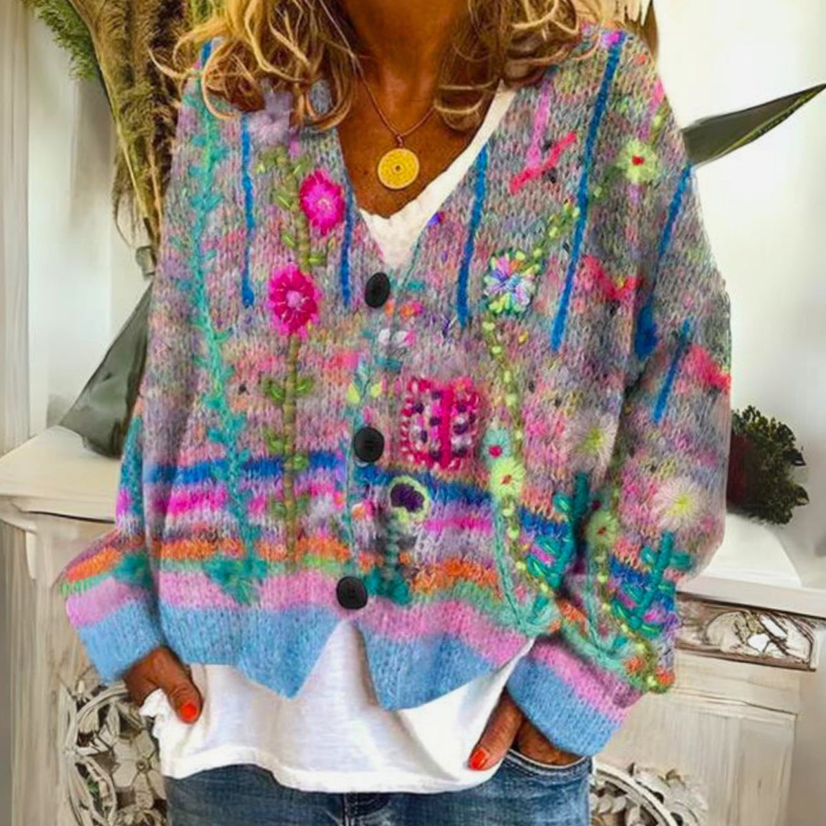 Elisabeth Floral Embroidered Boho Cardigan