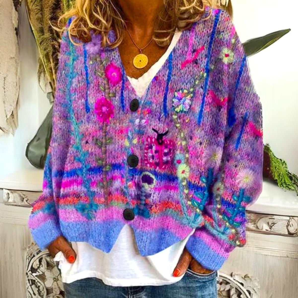 Elisabeth Floral Embroidered Boho Cardigan