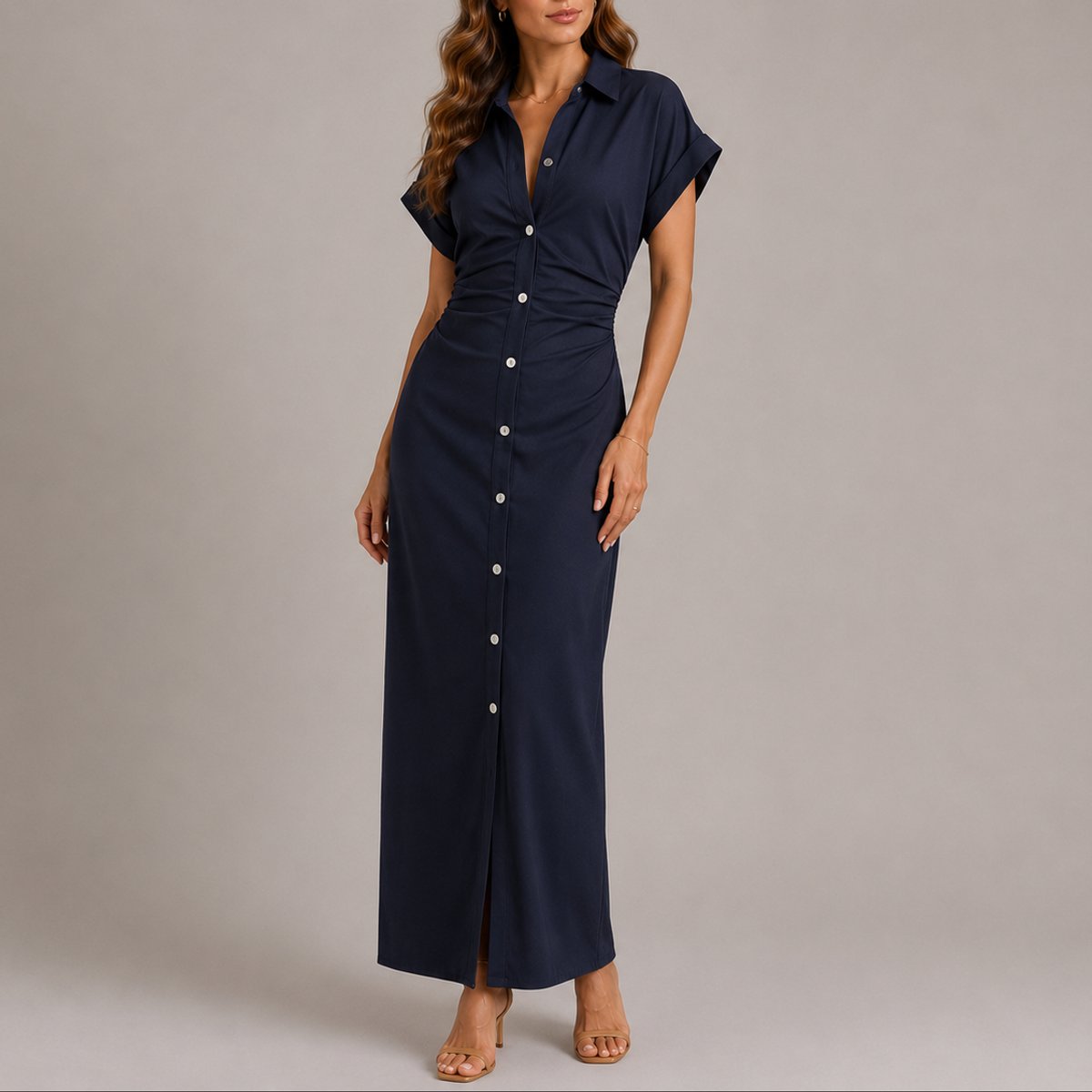 Sophie Fitted Maxi Shirt Dress