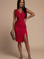 Johanna Fitted V-Neck Cocktail Dress with Side Slit