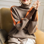Amelie Herringbone Contrast Turtleneck Sweater
