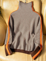 Amelie Herringbone Contrast Turtleneck Sweater
