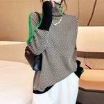 Amelie Herringbone Contrast Turtleneck Sweater