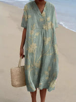Charlotte Koi Print Linen Midi Dress