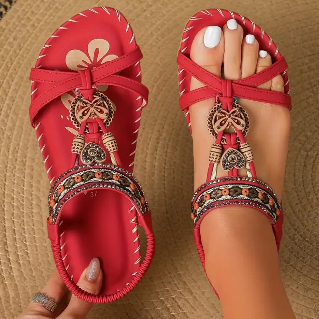 Amelie Beaded Boho Strap Sandals