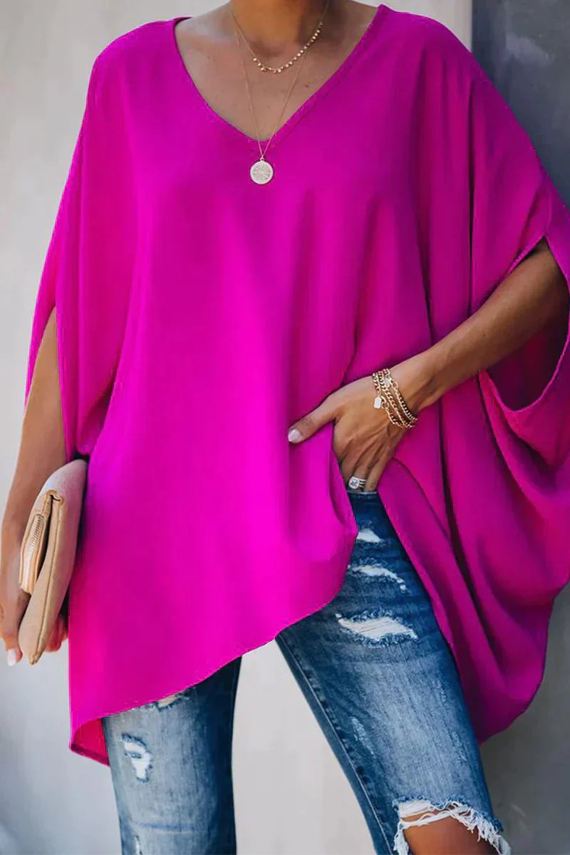 Clara Batwing Sleeve Oversized V-Neck Tunic