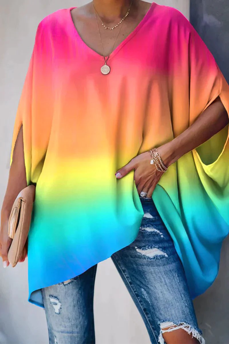 Clara Batwing Sleeve Oversized V-Neck Tunic