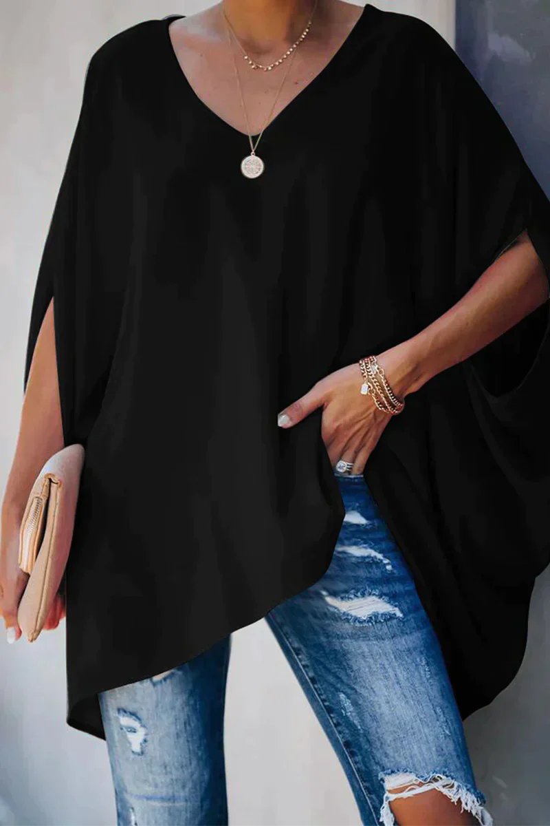 Clara Batwing Sleeve Oversized V-Neck Tunic