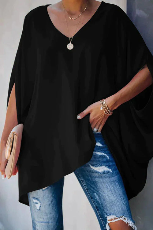 Clara Batwing Sleeve Oversized V-Neck Tunic