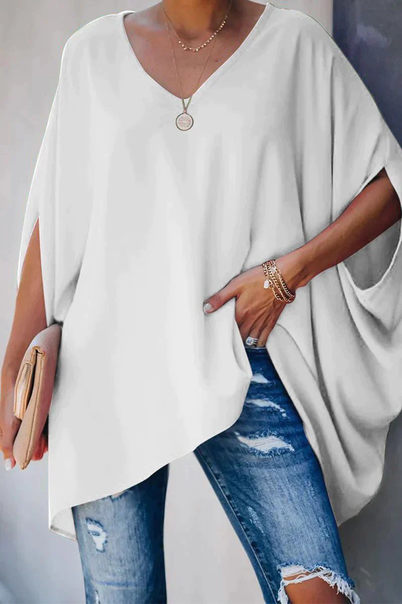 Clara Batwing Sleeve Oversized V-Neck Tunic